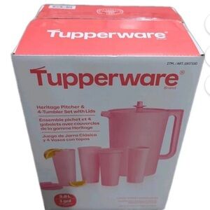 Tupperware Pink Heritage Pitcher Set with Tumblers